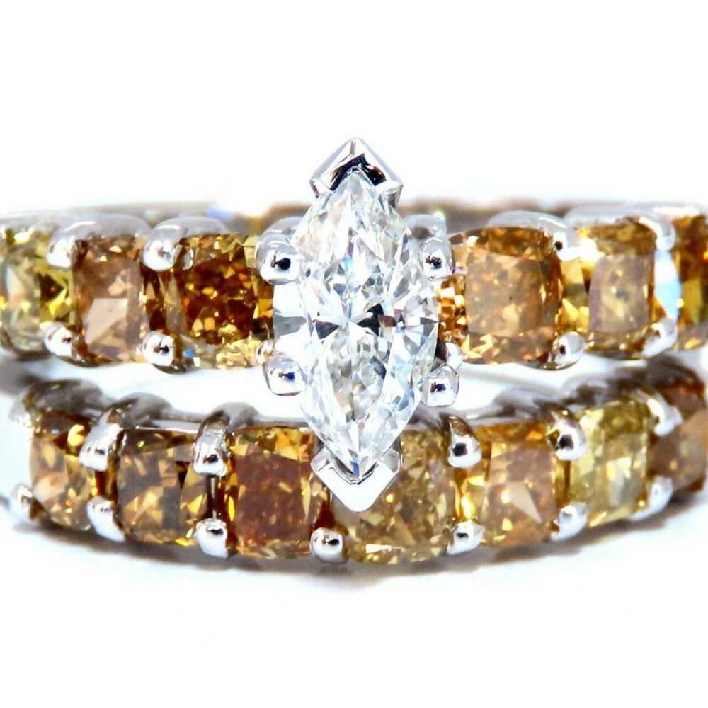 GIA Certified .50ct Natural Marquise & Fancy Color Diamonds Ring*
